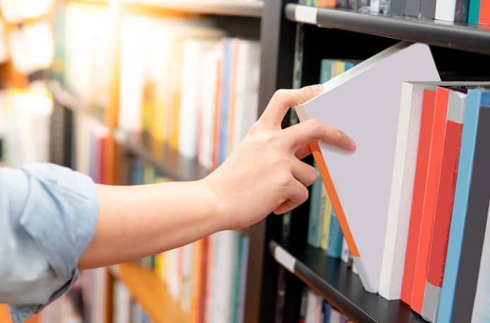 Books on shelves